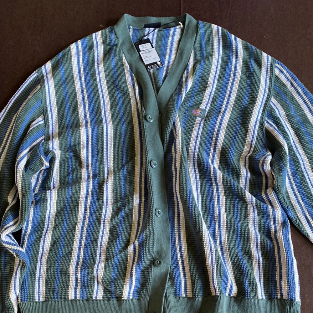 Dickies Green and Blue Striped Cardigan